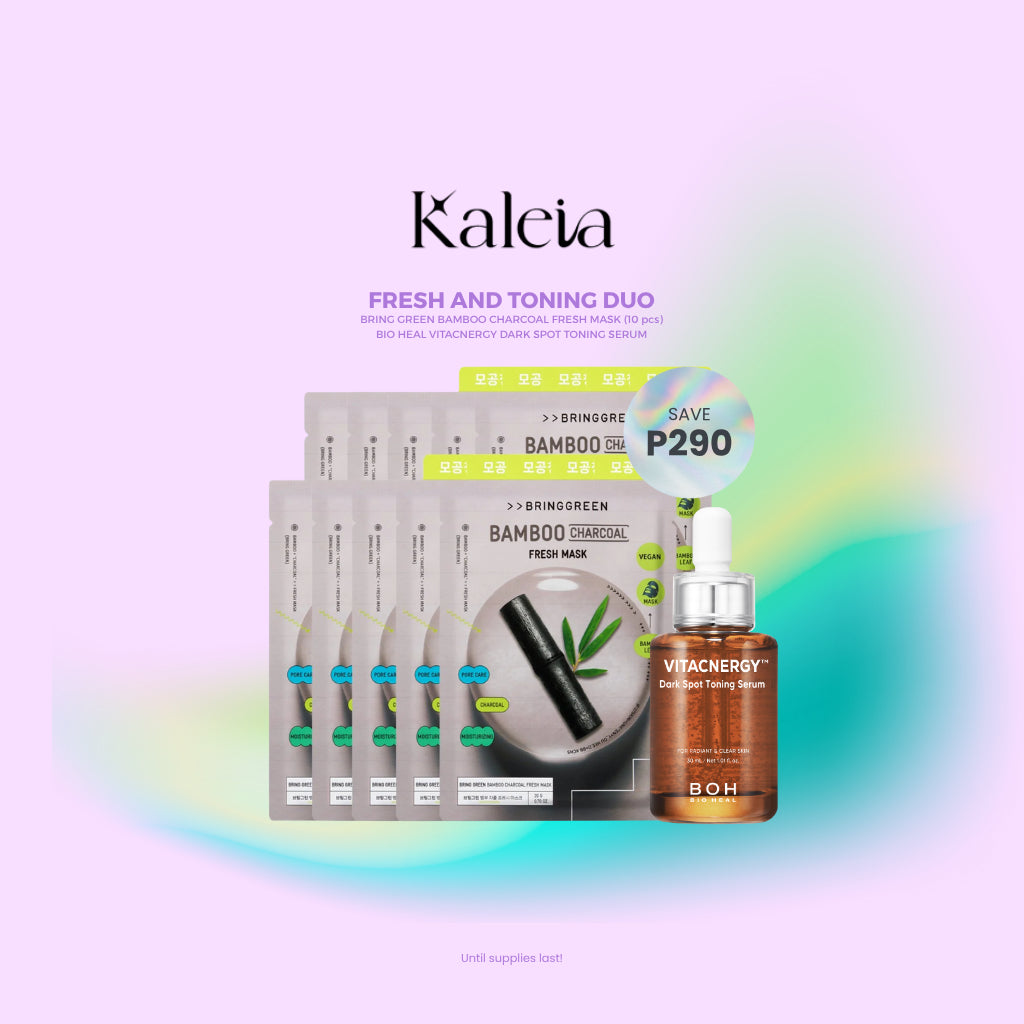 BRINGGREEN Charcoal Mask 10 pcs & BOH Vitacnergy Serum Duo – Purifying and Brightening Set (20g + 30ml)