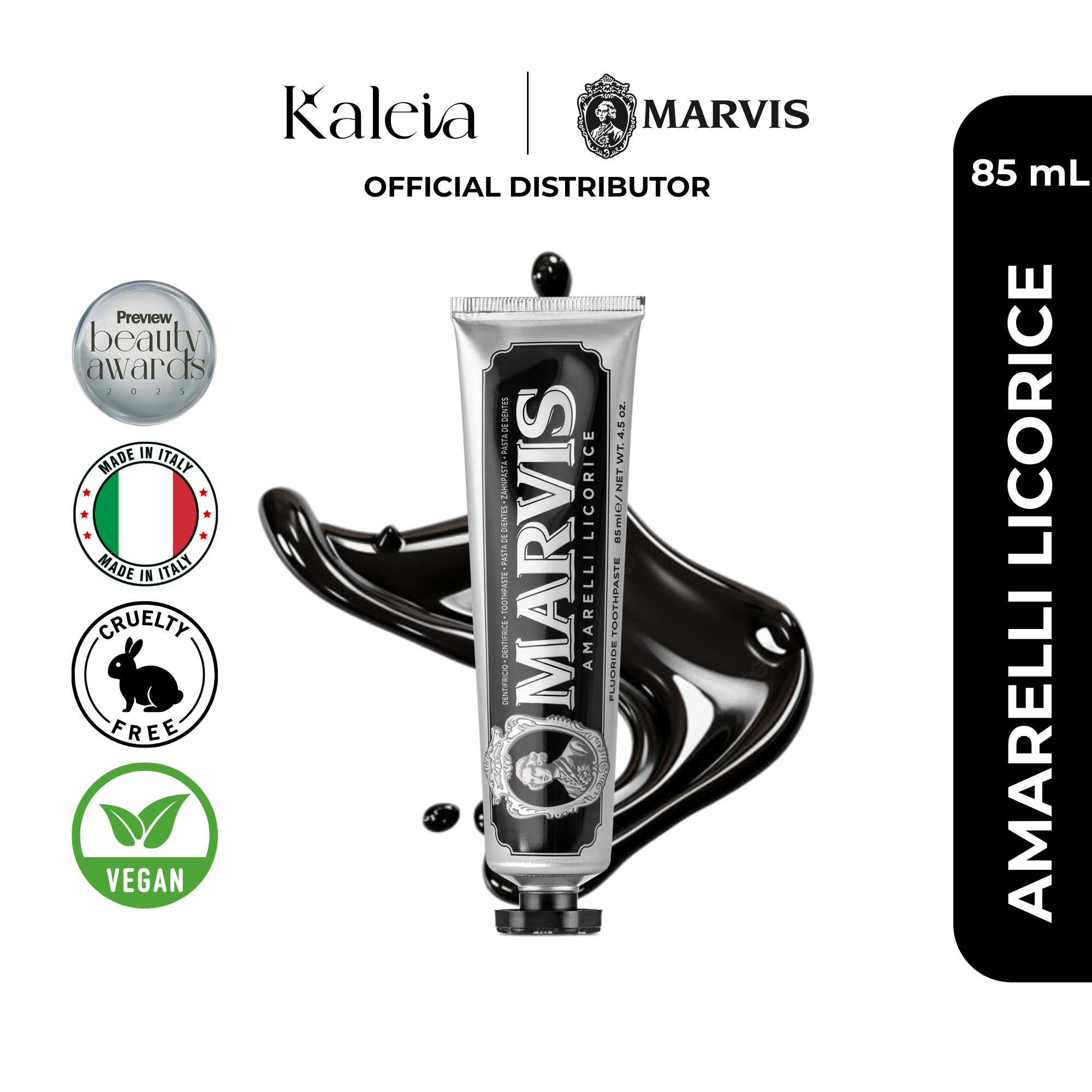 Marvis Jasmine fluoride Toothpaste 85mL + Amarelli Licorice 85mL + Ginger Mint 25mL