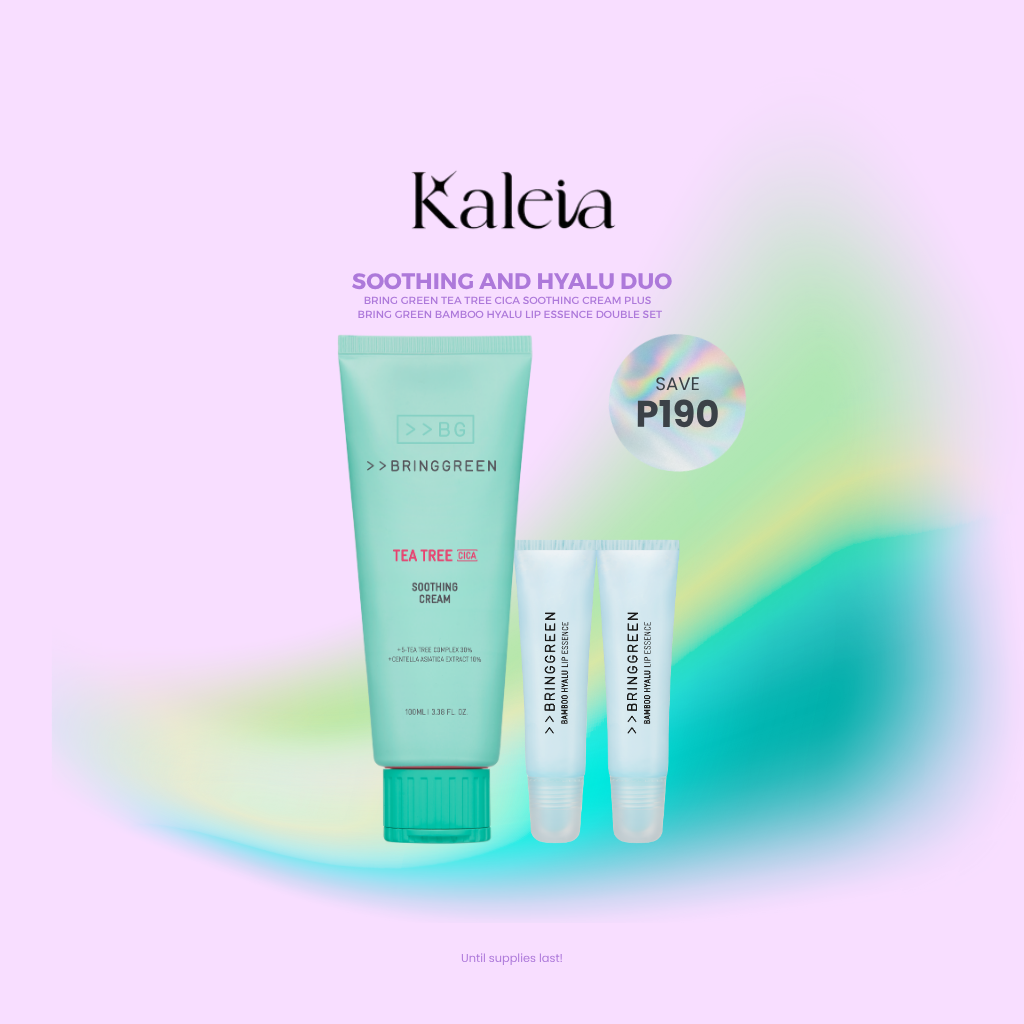 BRINGGREEN Tea Tree Cica Cream Plus & Bamboo Lip Essence Set – Soothe & Plump (100ml + 22g)