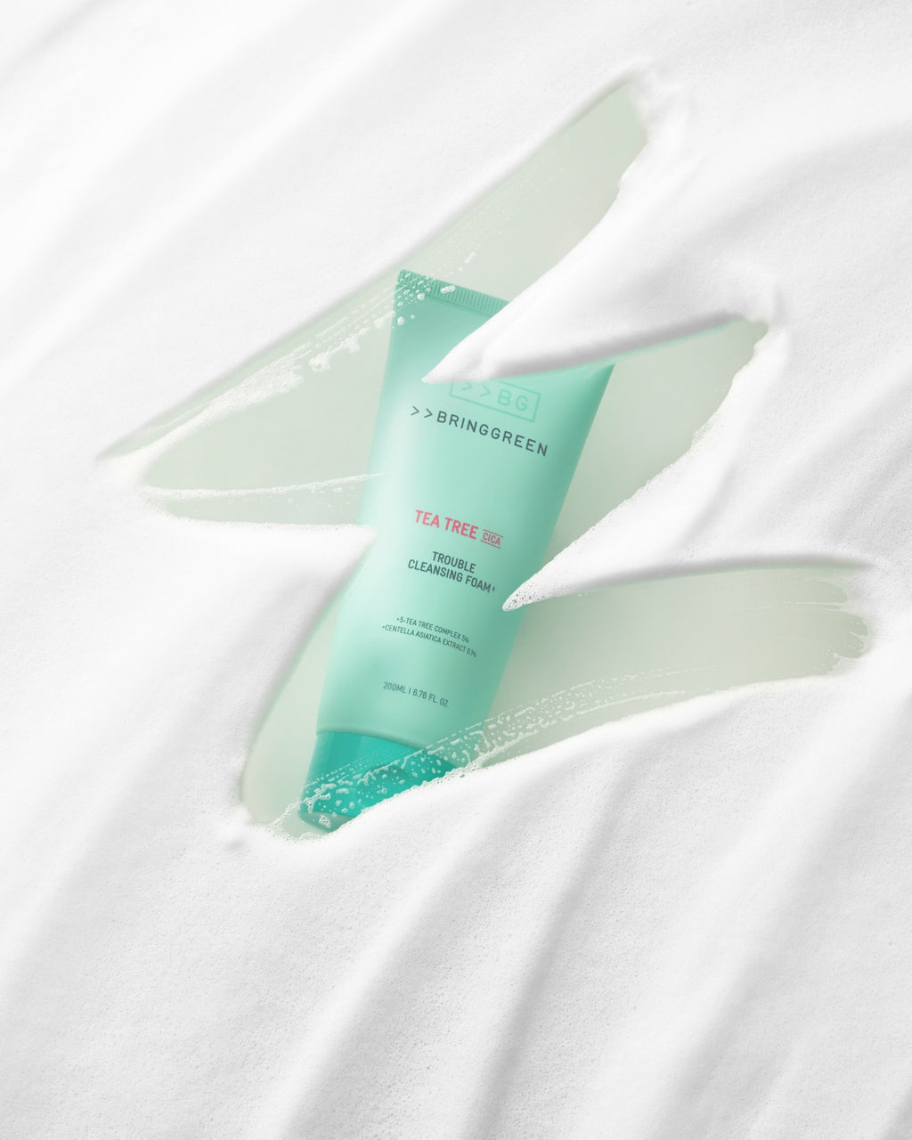 BRING GREEN Tea Tree Cica Trouble Cleansing Foam for Sensitive/Acne-Prone Skin (300ml)