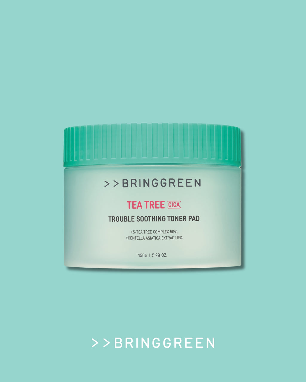 BRING GREEN Tea Tree Cica Trouble Soothing Toner Pads for Sensitive/Acne-Prone Skin (150g)