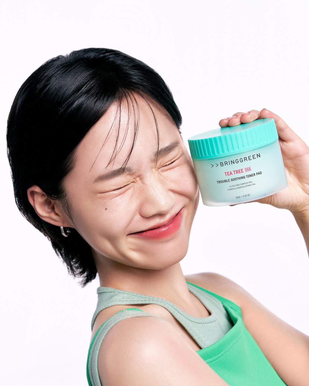 BRING GREEN Tea Tree Cica Trouble Soothing Toner Pads for Sensitive/Acne-Prone Skin (150g)
