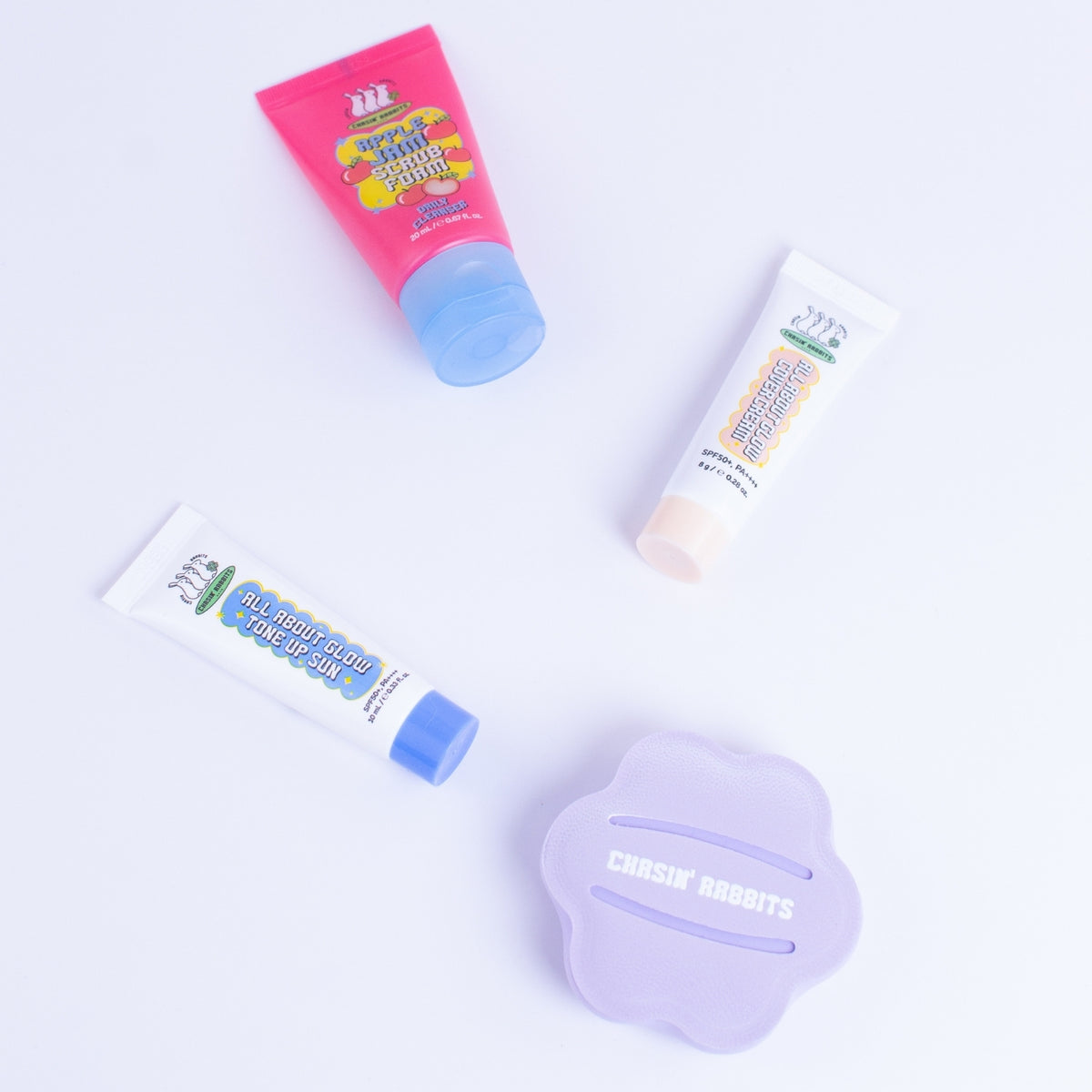 CHASIN' RABBITS All-About-Glow UV Protection Set - Travel Size Makeup Skincare Mini Bundle Set