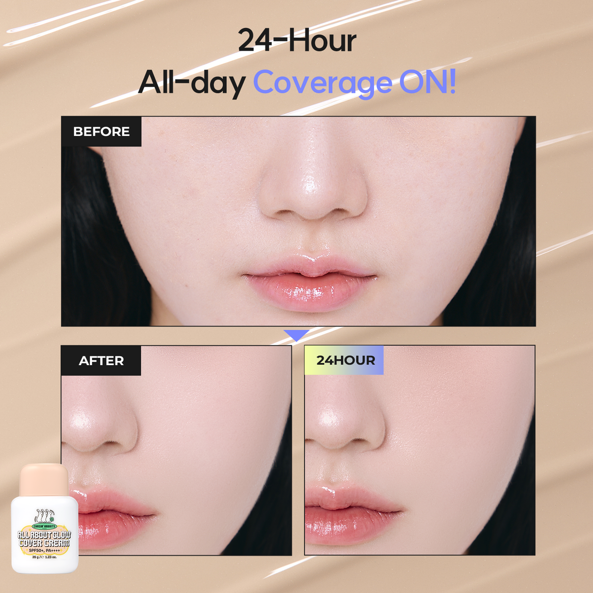 CHASIN' RABBITS  All About Glow Cover Cream 8g SPF50+ PA++++ - Mini Makeup Travel Size