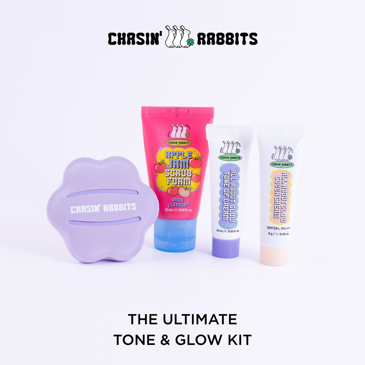 CHASIN' RABBITS The Ultimate Tone & Glow Kit - Travel Size Makeup Skincare Mini Bundle Set