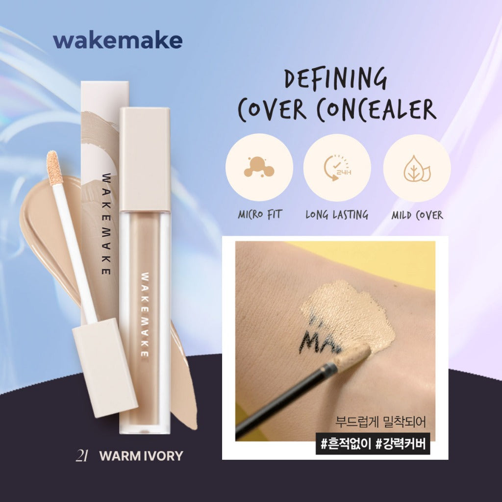 WAKEMAKE Defining Cover Concealer (6g) | Long-Lasting Full Coverage