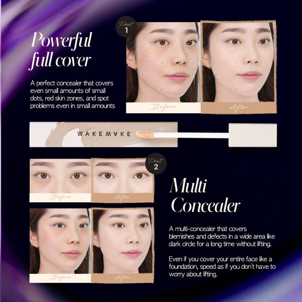 WAKEMAKE Defining Cover Concealer (6g) | Long-Lasting Full Coverage
