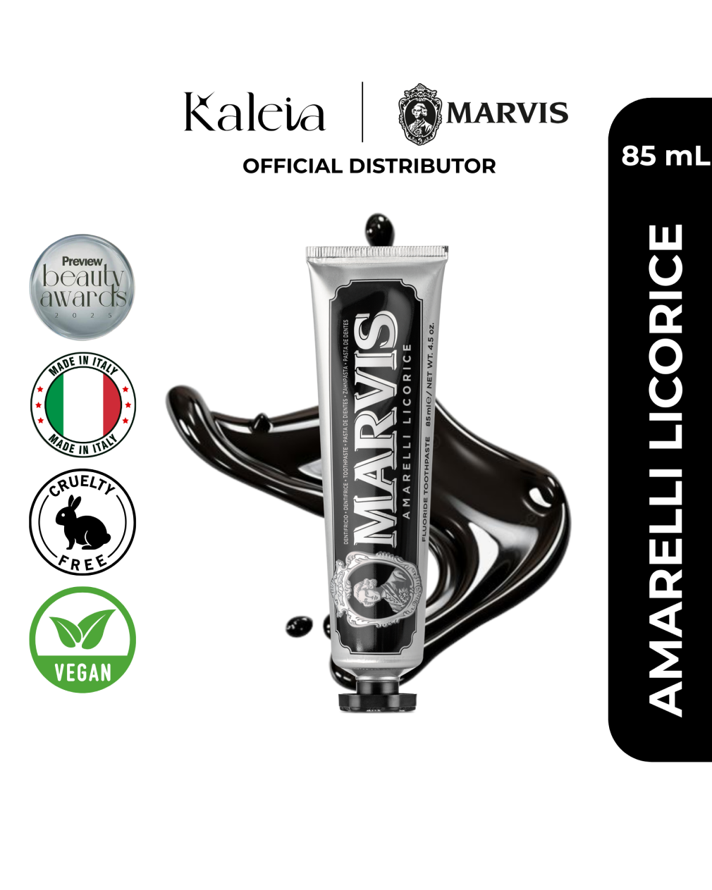 Marvis Amarelli Licorice Fluoride Toothpaste 85mL