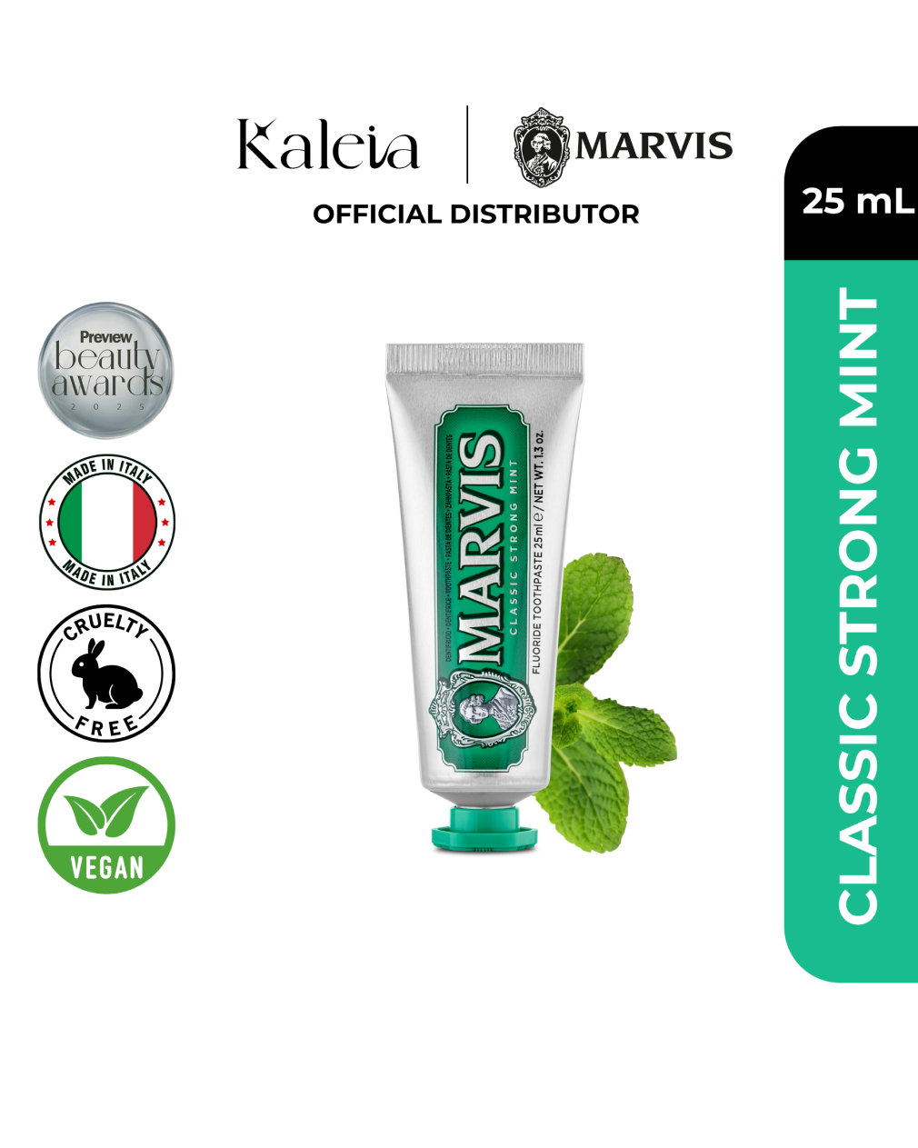 Marvis Classic Strong Mint Fluoride Toothpaste 25mL