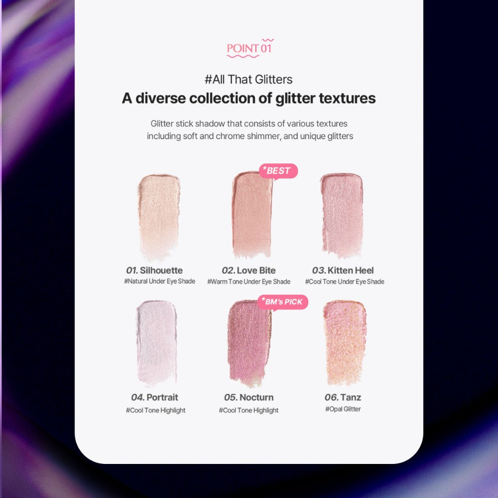 WAKEMAKE Glitz Longwear Stick Shadow (0.45g) | Smudge-Proof and Crease-Resistant