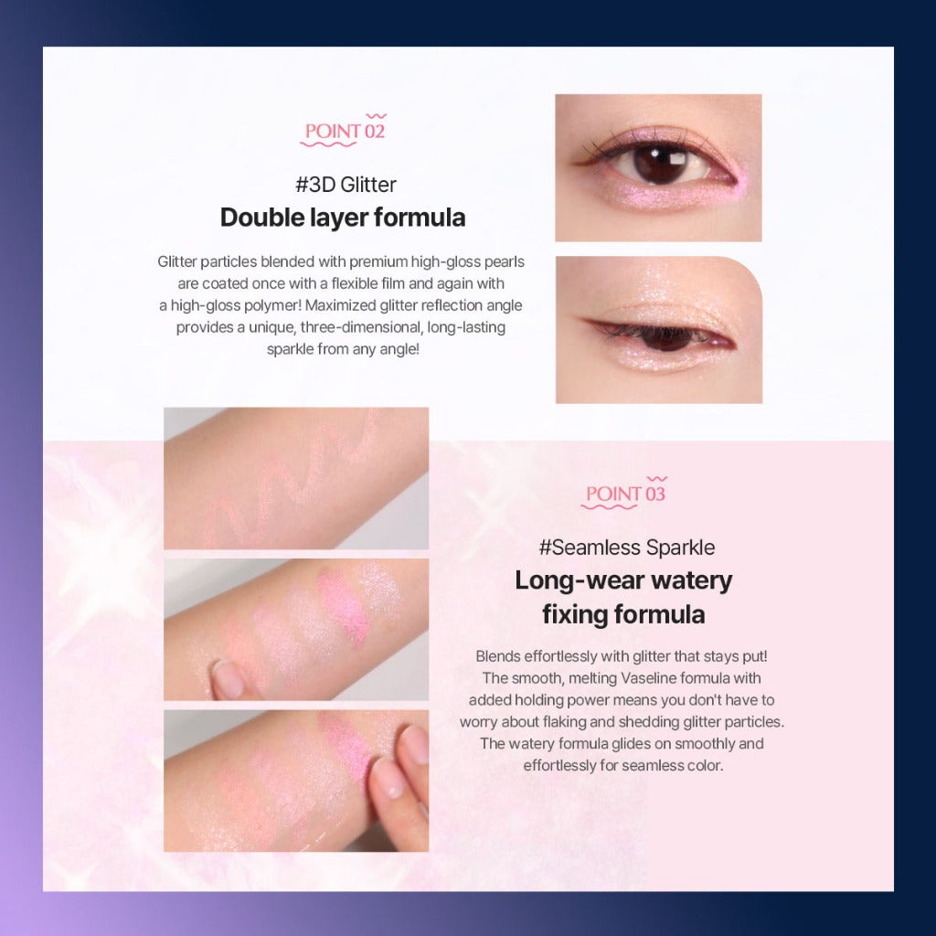 WAKEMAKE Glitz Longwear Stick Shadow (0.45g) | Smudge-Proof and Crease-Resistant