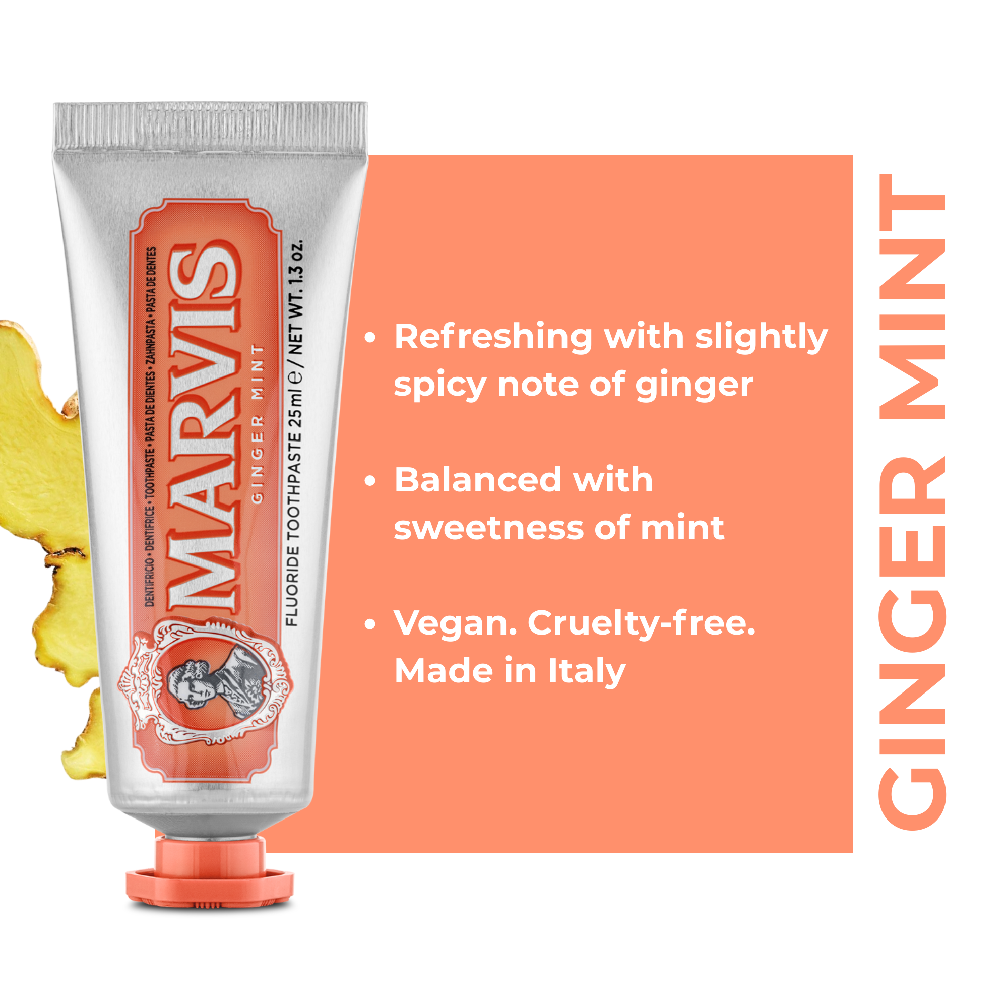 Marvis Ginger Mint Fluoride Toothpaste 25mL