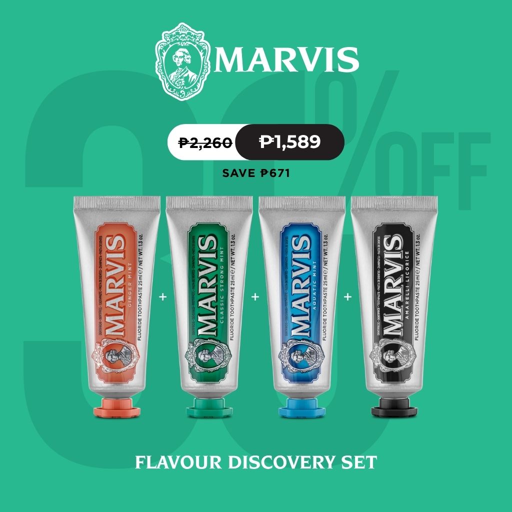 Marvis Amarelli Licorice 25ml + Aquatic Mint 25ml + Classic Strong Mint 25ml + Ginger Mint 25ml
