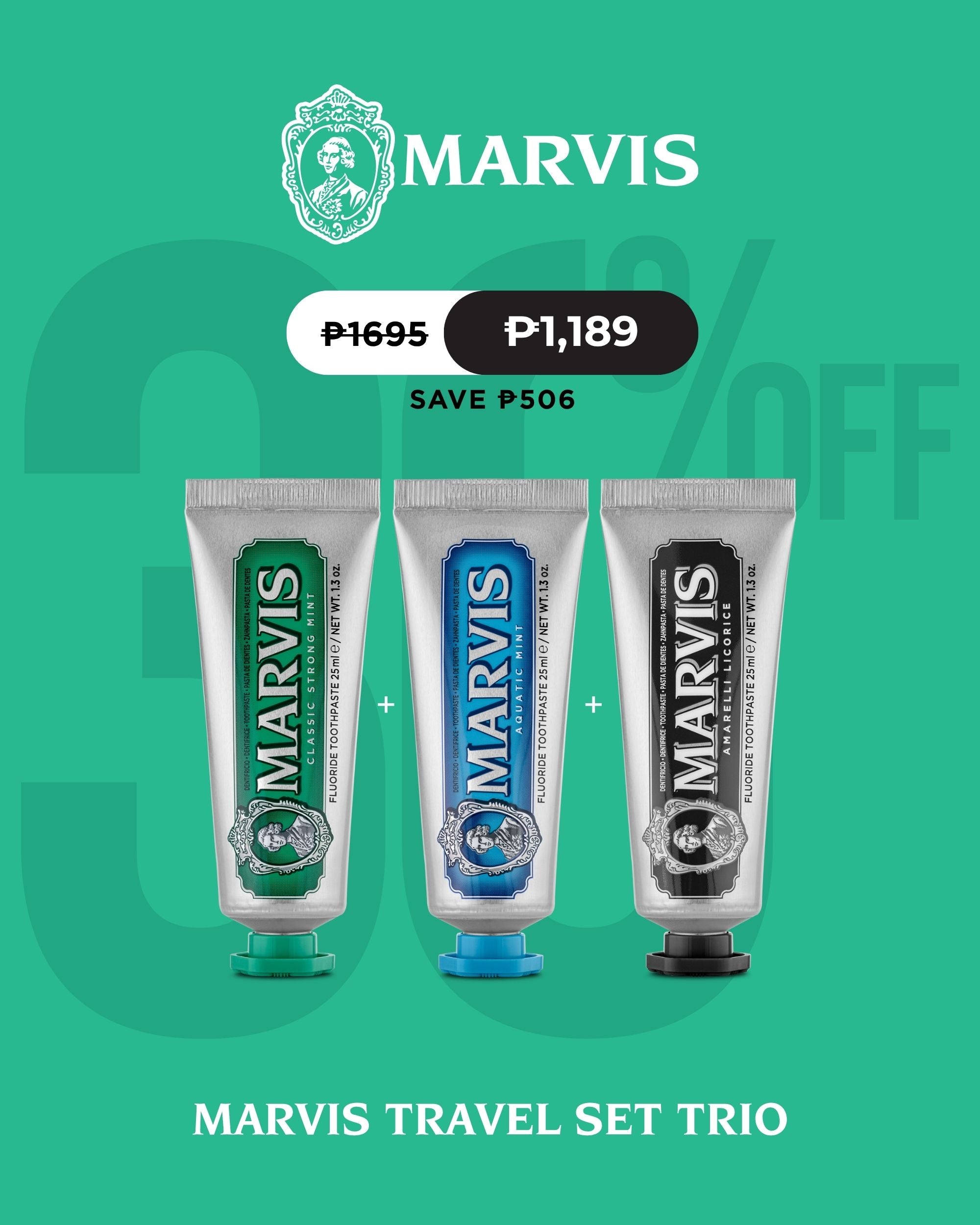 Marvis Amarelli Licorice 25ml + Aquatic Mint 25ml + Classic Strong Mint 25ml