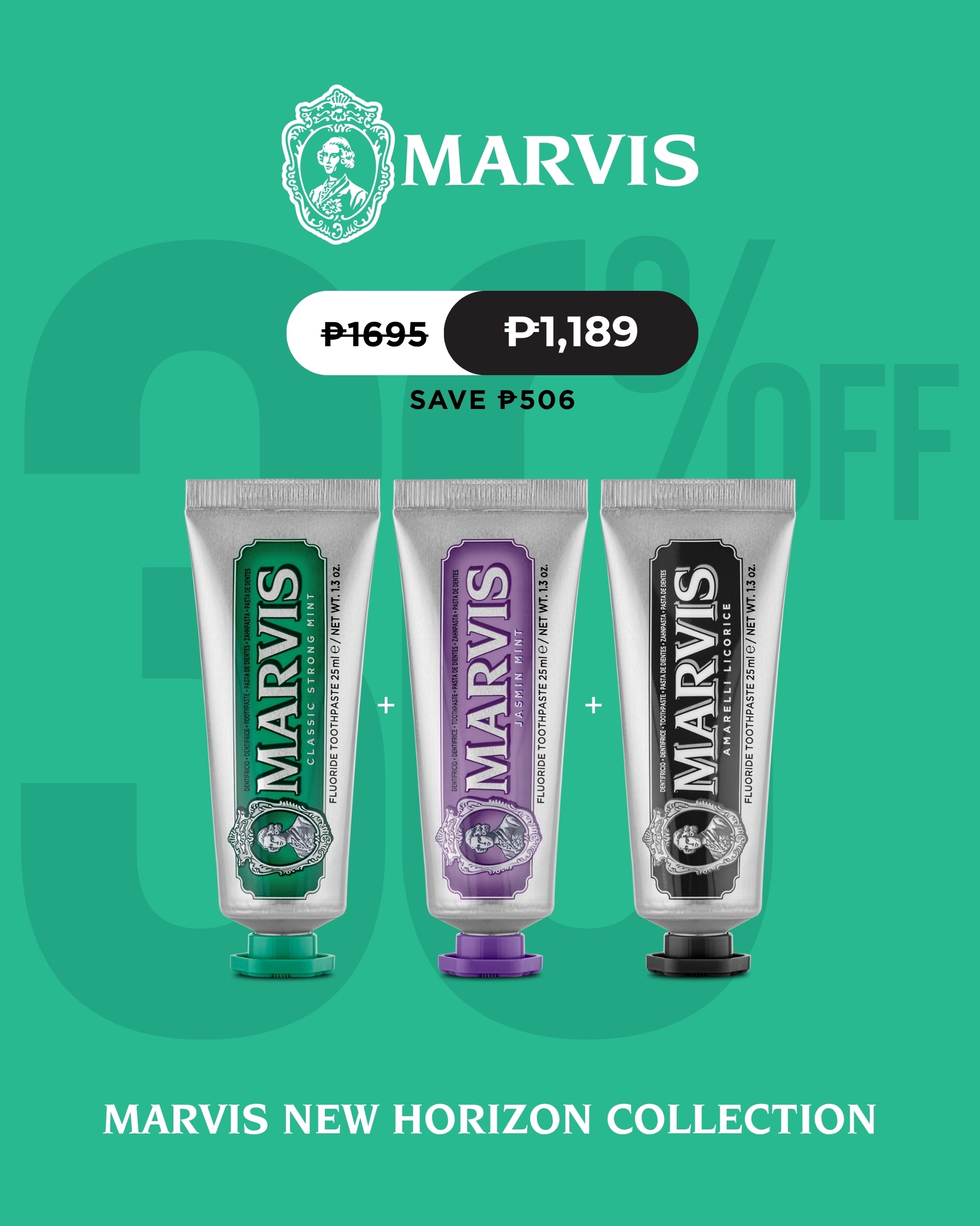Marvis Amarelli Licorice 25ml + Jasmine 25ml+ Classic Strong Mint 25ml