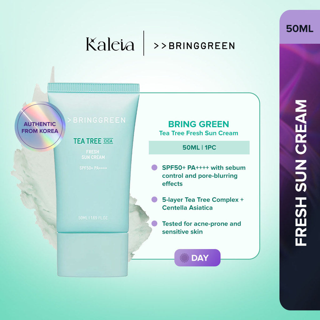 BRING GREEN Tea Tree Cica Fresh Sun Cream for Acne-Prone Skin and UV Protection (50ml)