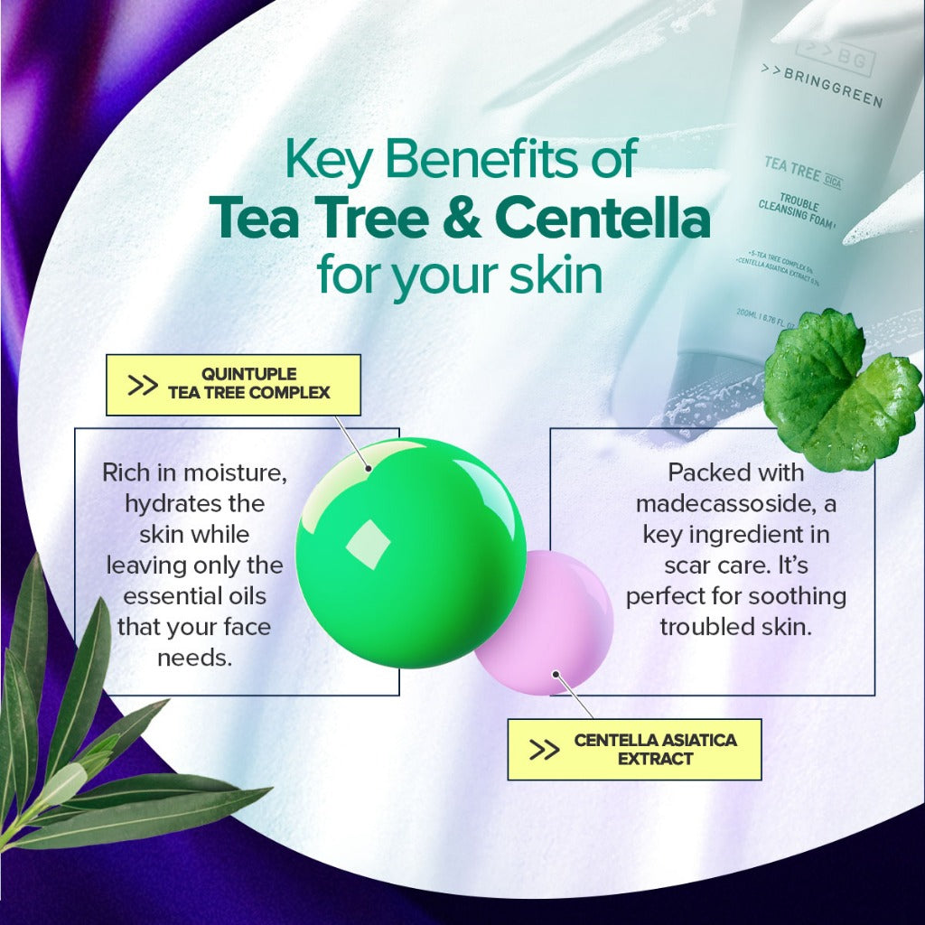 BRING GREEN Tea Tree Cica Soothing Cream for Sensitive/Acne-Prone Skin (100ml)