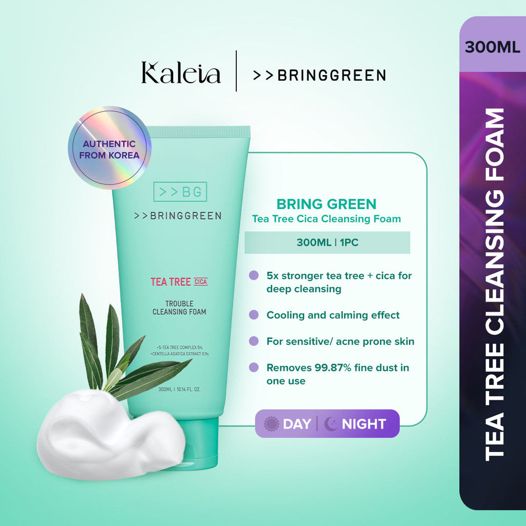 BRING GREEN Tea Tree Cica Trouble Cleansing Foam for Sensitive/Acne-Prone Skin (300ml)
