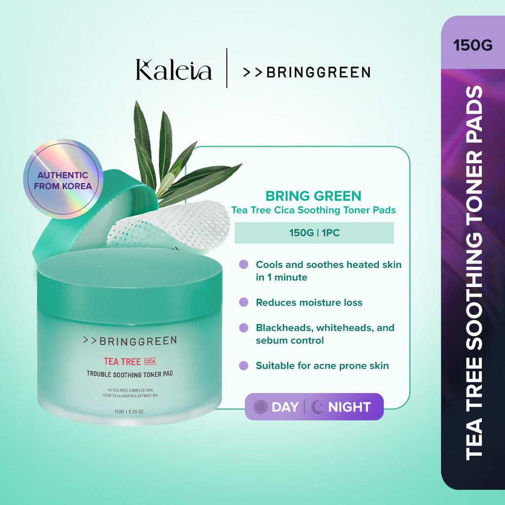 BRING GREEN Tea Tree Cica Trouble Soothing Toner Pads for Sensitive/Acne-Prone Skin (150g)