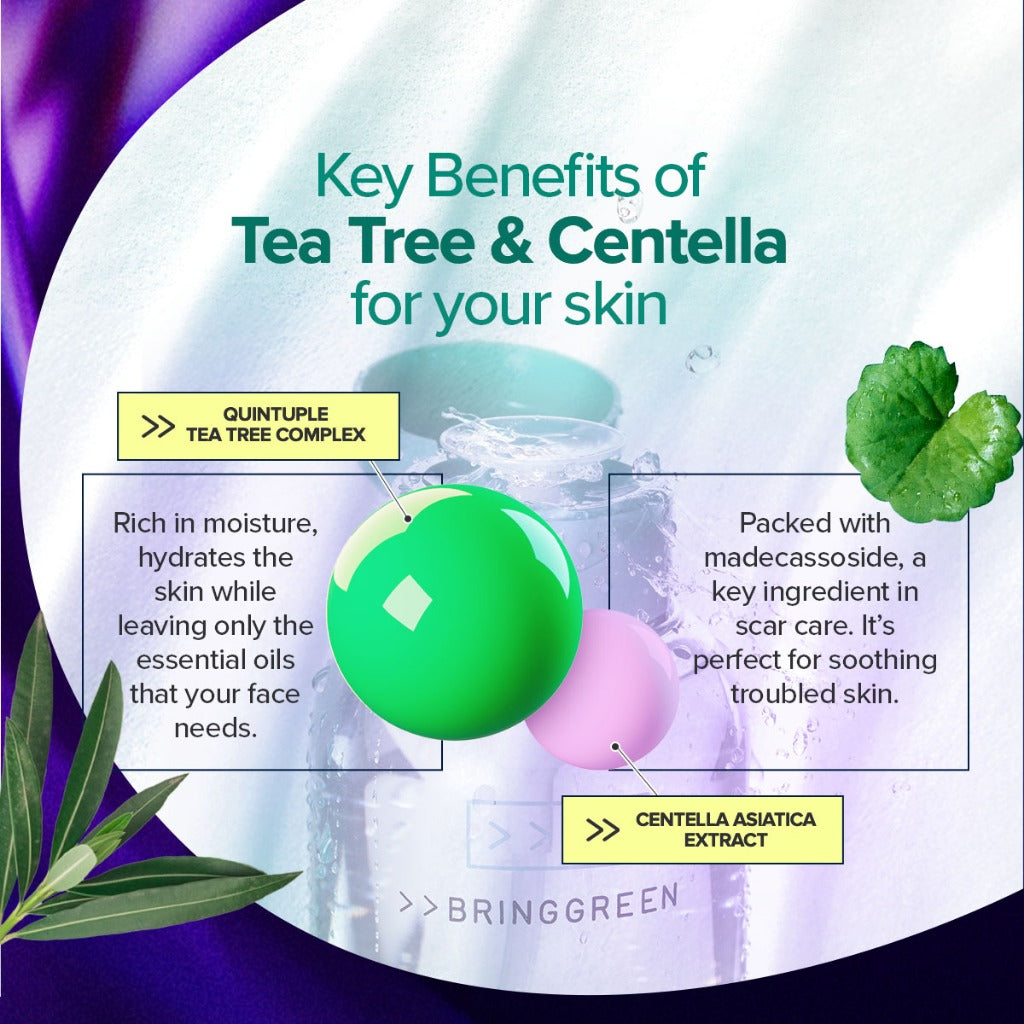 BRING GREEN Tea Tree Cica Sensitive Cleansing Water for Sensitive/Acne-Prone Skin (500ml)