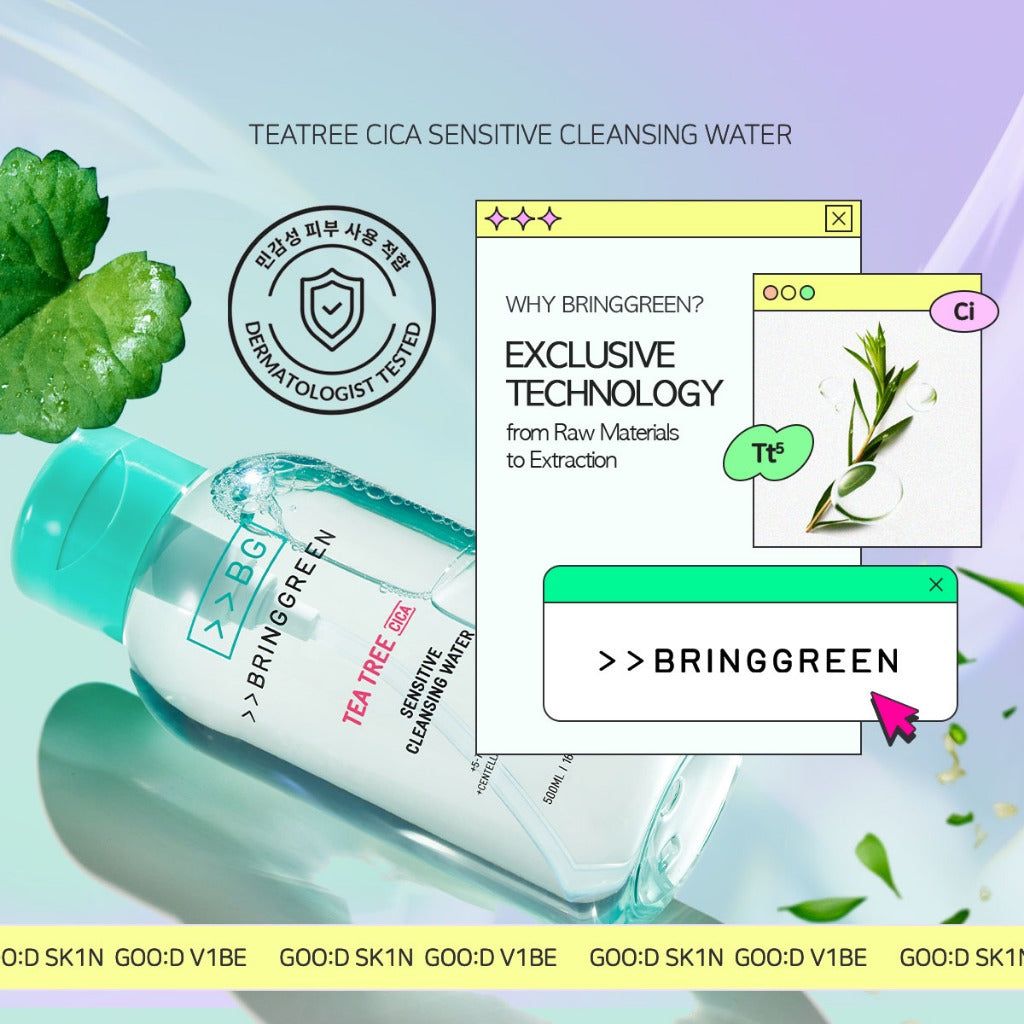 BRING GREEN Tea Tree Cica Sensitive Cleansing Water for Sensitive/Acne-Prone Skin (500ml)