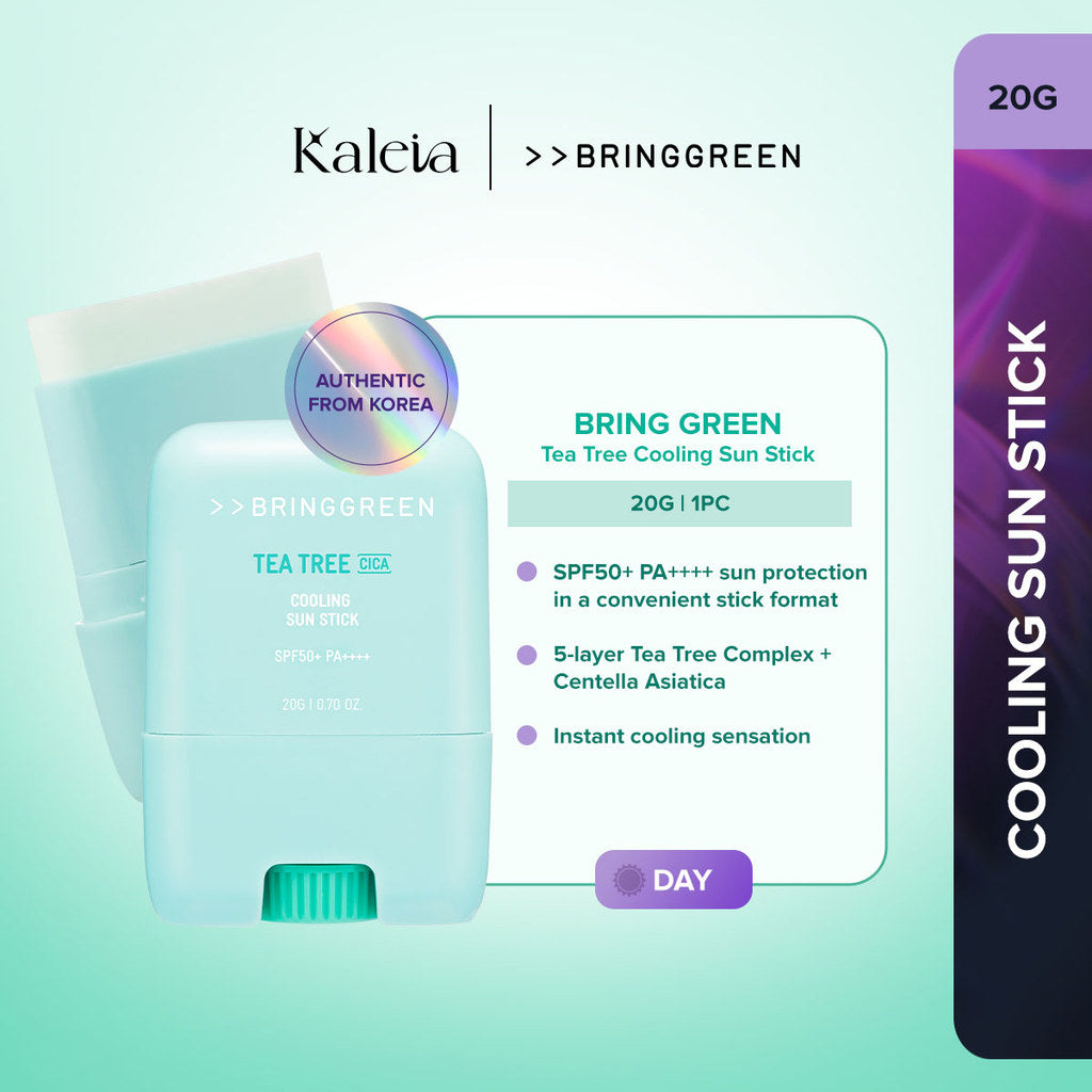 BRING GREEN Tea Tree Cica Cooling Sun Stick for Acne-Prone Skin and UV Protection (20g)